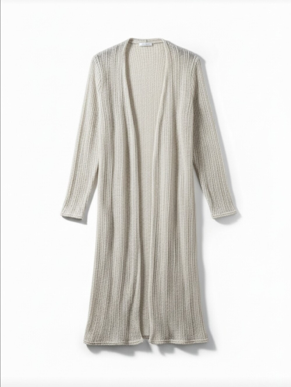 Dress Up Cream Open Front Long Knit Duster Cardigan Size Medium